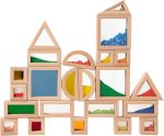 23 PCS Sensory Blocks, Large Montessori Wooden Building Blocks, Rainbow Stacking Toys