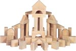 Standard Unit Solid-Wood Building Blocks, 60-Piece Set with Wooden Storage Tray, Preschool Learning