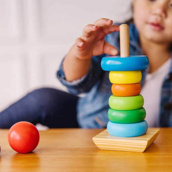 Rainbow Stacker Wooden Ring Educational Toy, Stacker Toys for Toddlers Ages 2+