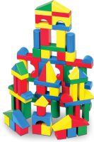 Wooden Building Blocks, 100-Piece Set, Sorting & Stacking Toys in 4 Colors and 9 Shapes