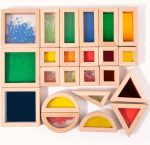 23 PCS Sensory Blocks, Large Montessori Wooden Building Blocks, Rainbow Stacking Toys