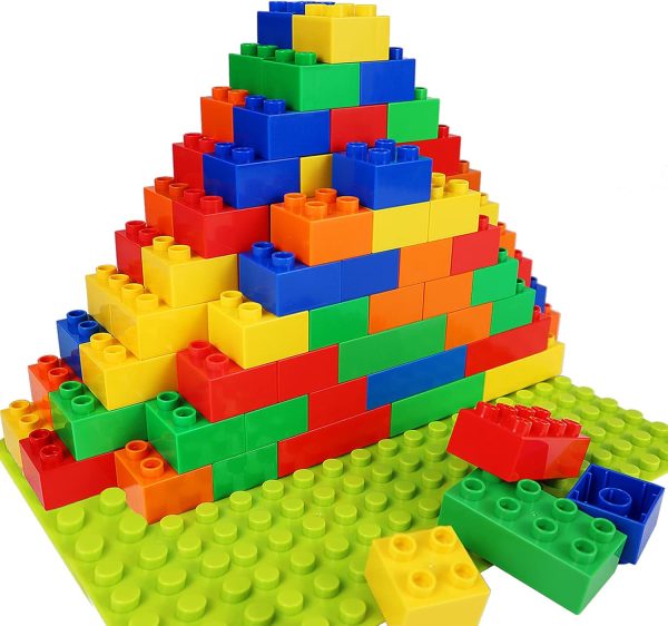 Building Blocks for Kids, 101-Piece Set with Baseplate, Compatible with Major Brands