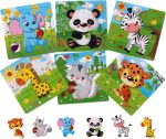 Wooden Puzzles for Toddlers 2-5 Years Old(Set of 6), 9 Pieces Preschool Educational and Learning Animal Jigsaw Puzzle Toy Gift Set for Boys and Girls