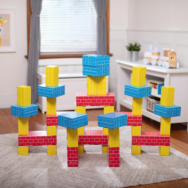 Jumbo Cardboard Blocks Building Set, 40 Pieces, Lightweight Montessori Toys